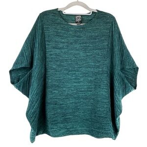 Clara Sun Woo Dolman Sleeve Knit Top Dark Green Lagenlook Sz M